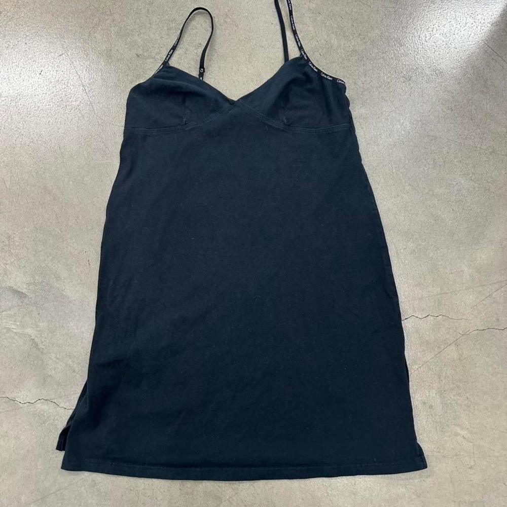 Calvin Klein Black Cotton Logo Strap Sleep Dress - Picture 5 of 8